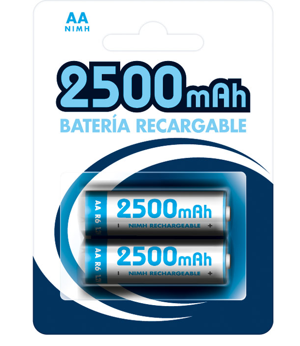 PILA RECARGABLE AA LR06 2500mAh (2 uds.) *