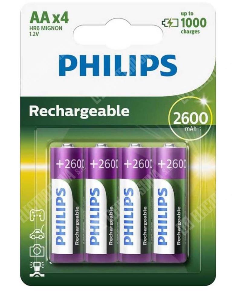 PILA RECARGABLE AA HR6 2600mAh Philips (4 uds.) *