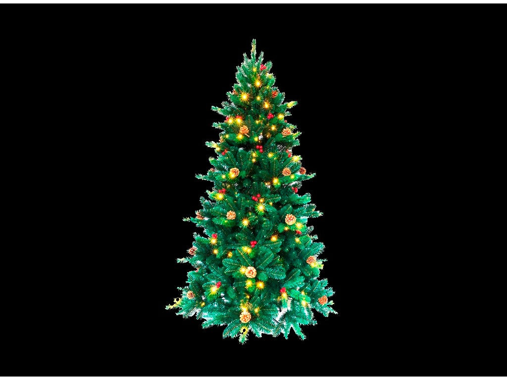 ARBOL DE NAVIDAD 150cm PIÑAS Y BOLITAS ROJAS