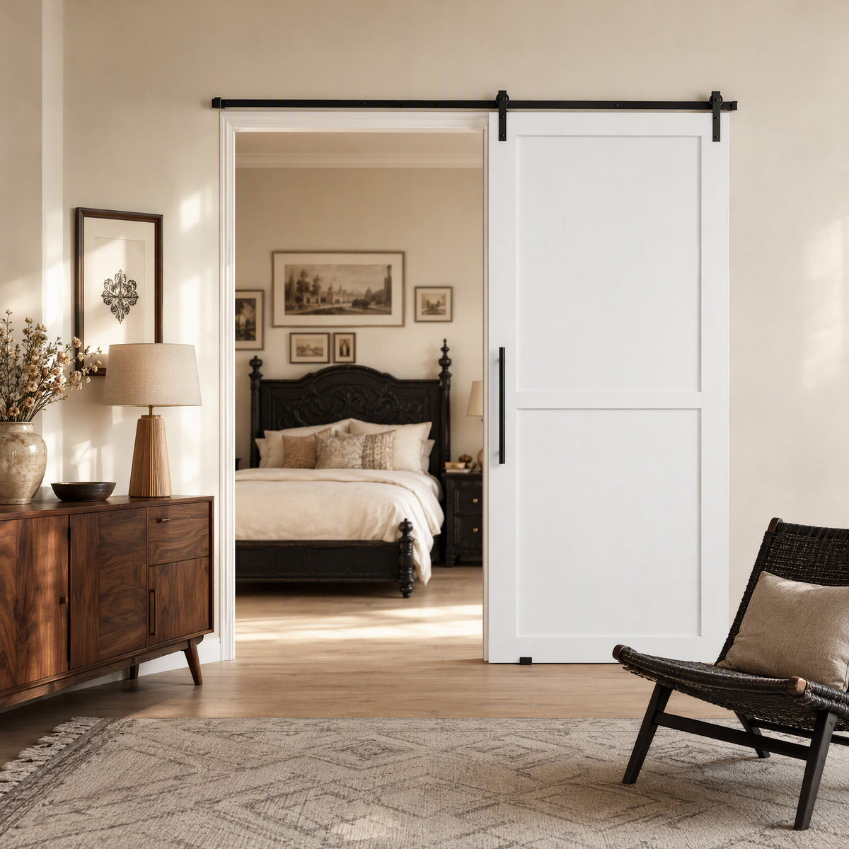 200 cm lange Führungsschiene aus Kohlenstoffstahl für Scheunenschiebetüren