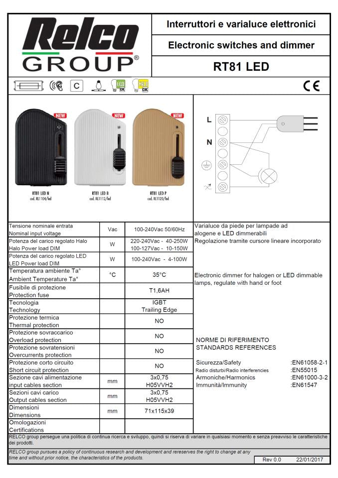 REGULADOR DE PIE 4-100w RELCO RT81 RL1104/LED