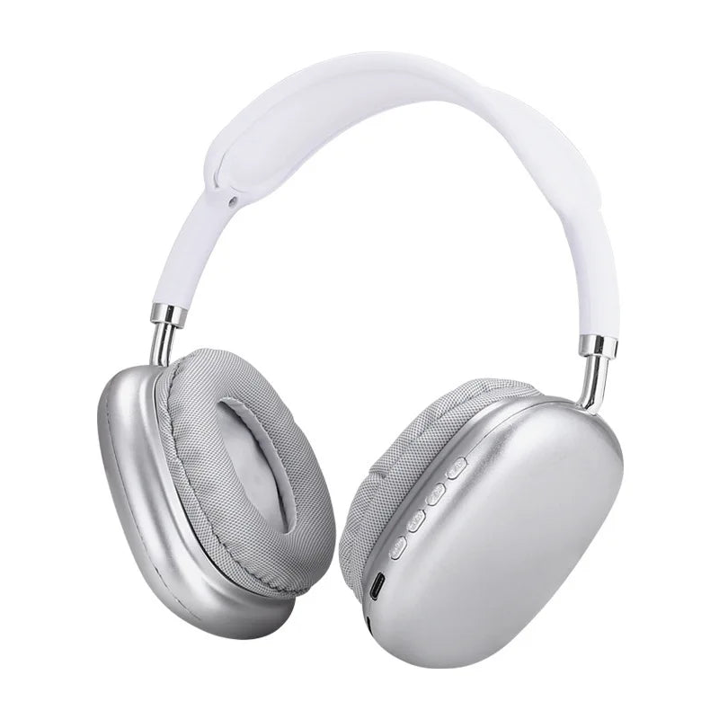 Trådløse Bluetooth-hodetelefoner med hodebøyle, hvite