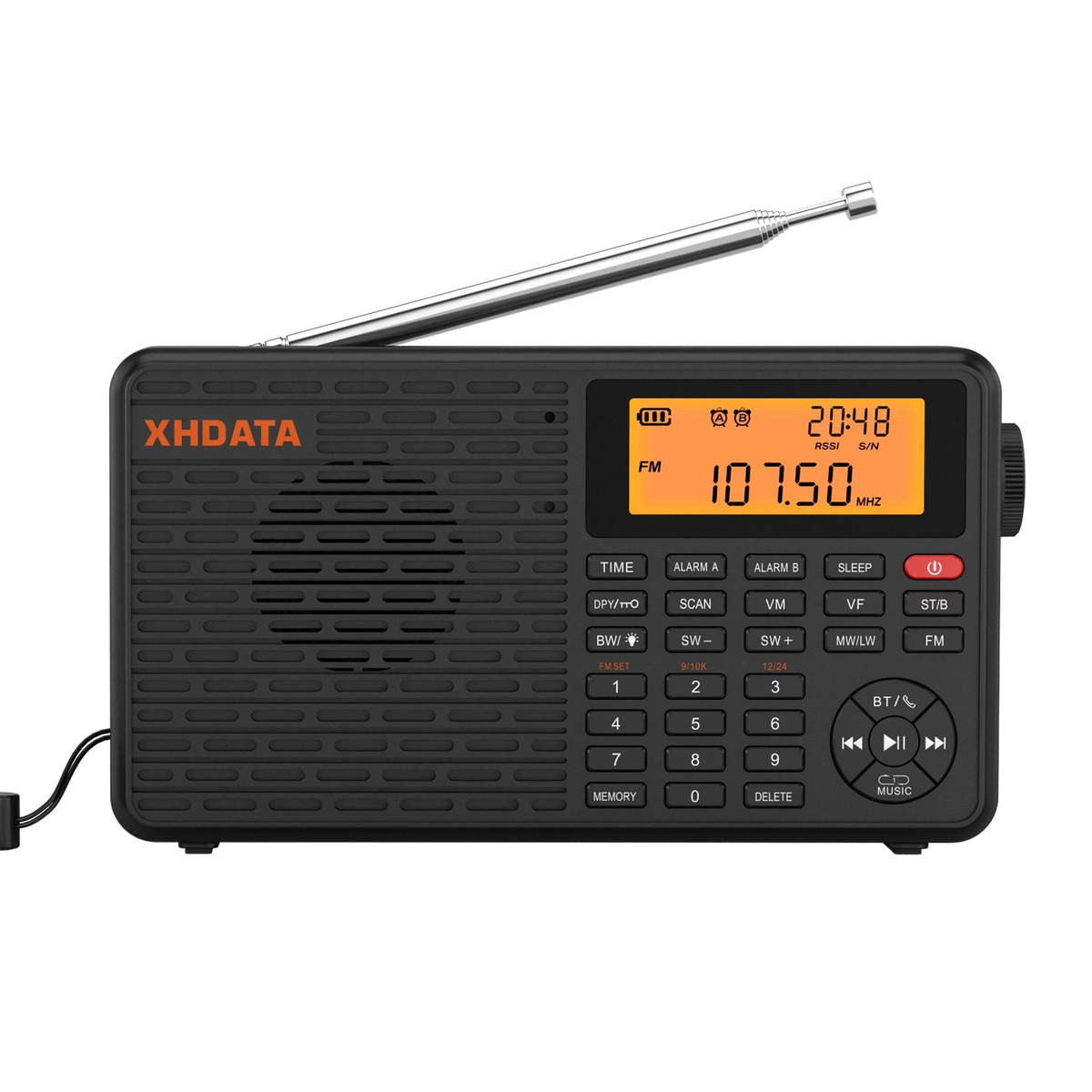 Bærbar digital stereoradio, svart