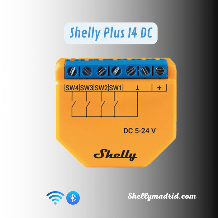 Shelly Plus I4 DC — Controlador WiFi de 4 Entradas en Corriente Continua