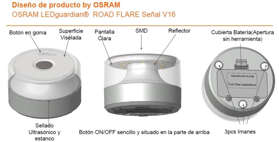 Pack de 4 uds BALIZA COCHE OSRAM V16 HOMOLOG. DGT