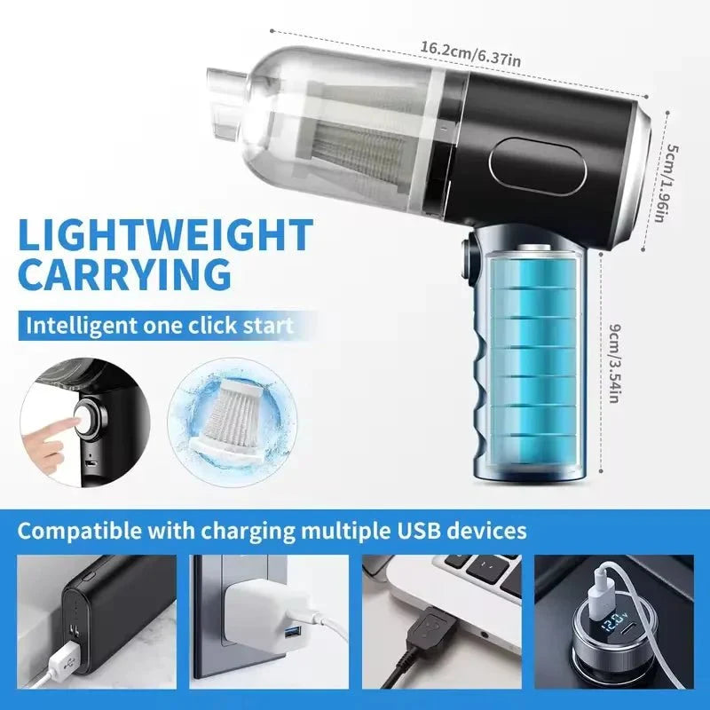 Aspirador y soplador inalámbrico 2 en 1 para coche y hogar 120W