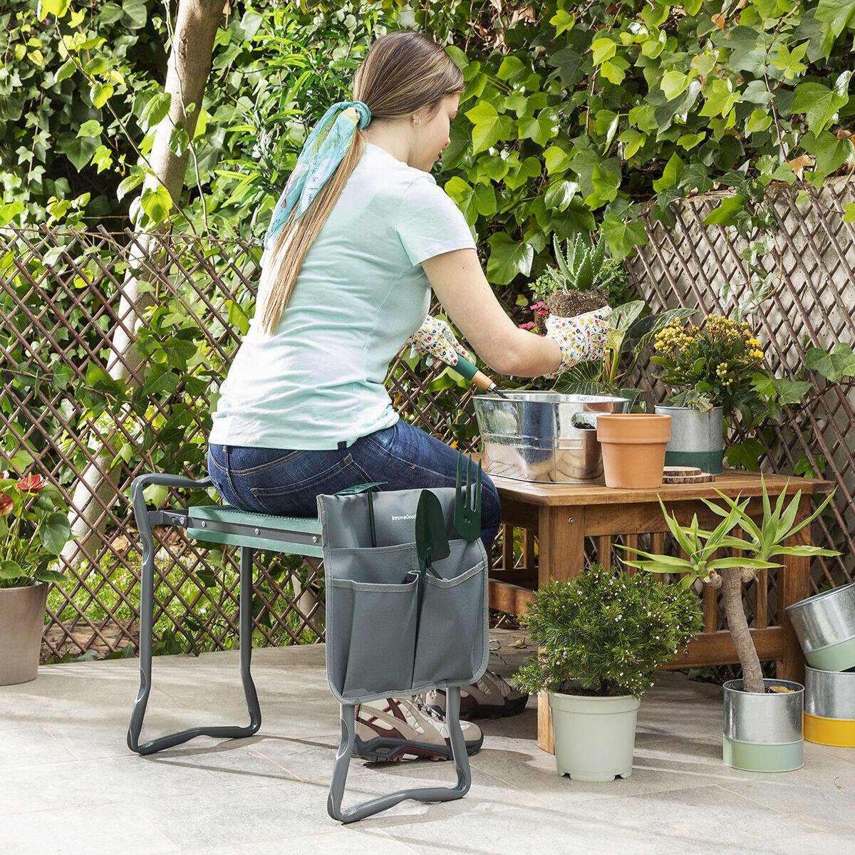 Banco de Jardinería Plegable con Bolsa para Herramientas 3 en 1 Situl