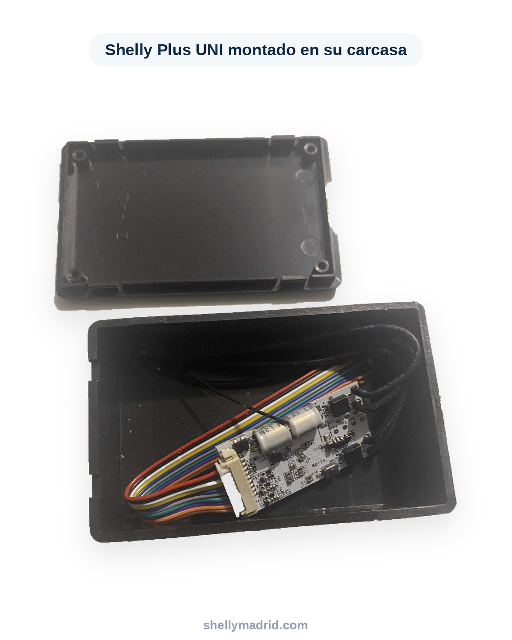 Pack Shelly Plus Uni + Carcasa + DS18B20 (1 m) + DHT22 + Sensor de Nivel XKC-Y25 — Control Total WiFi