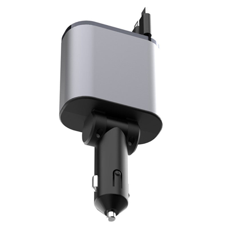 Cargador de Coche Rápido 120W 4 en 1 con Cables Retráctiles