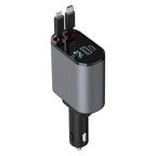 Cargador de Coche Rápido 120W 4 en 1 con Cables Retráctiles