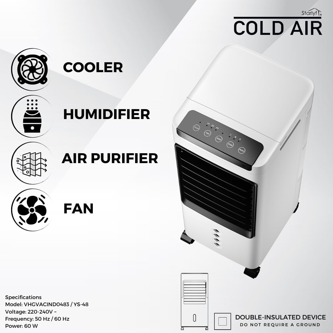 Climatizador Portátil 3 en 1 Starlyf®: Enfriador, Humidificador y Purificador de Aire
