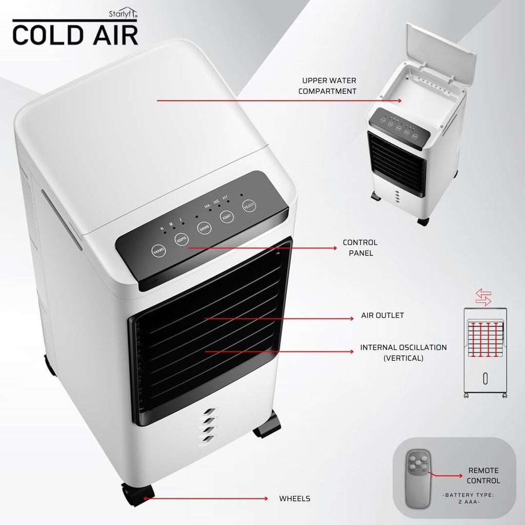 Climatizador Portátil 3 en 1 Starlyf®: Enfriador, Humidificador y Purificador de Aire