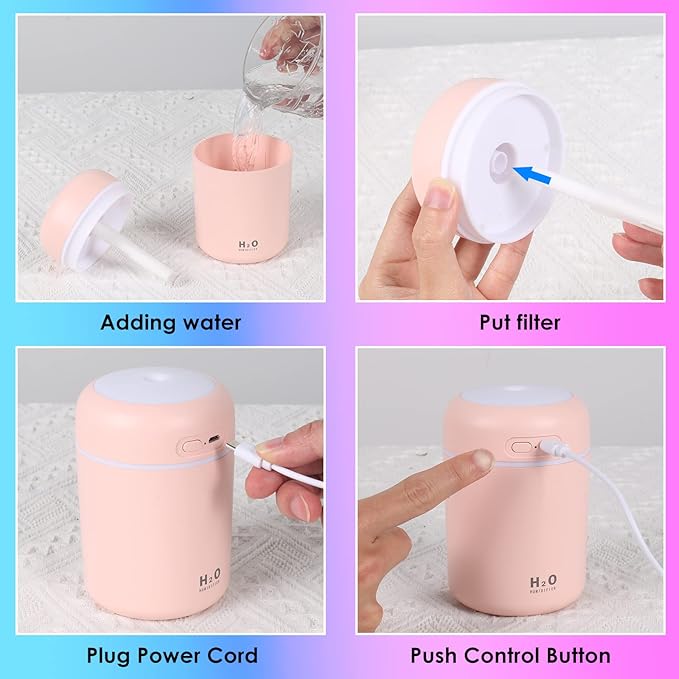 Humidificador LED rosa