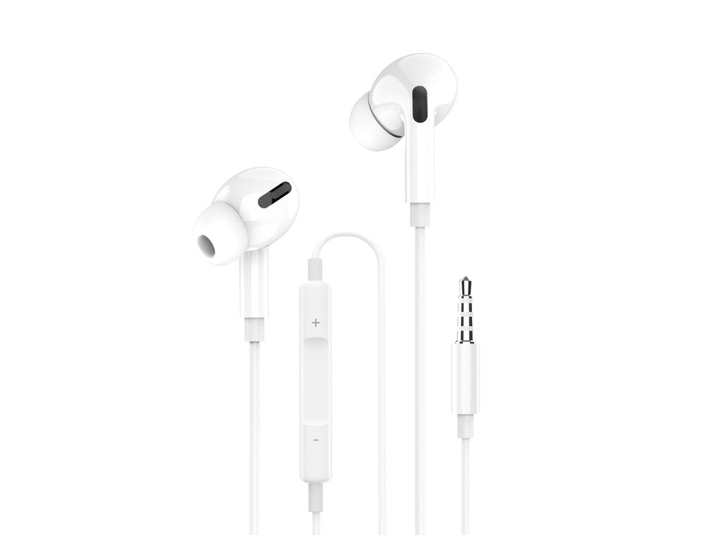 Techancy TD8036-øretelefoner med 3,5 mm-kabel og mikrofon, hvite