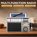 Bærbar multifunksjonsradio med FM/AM/Bluetooth/solenergi