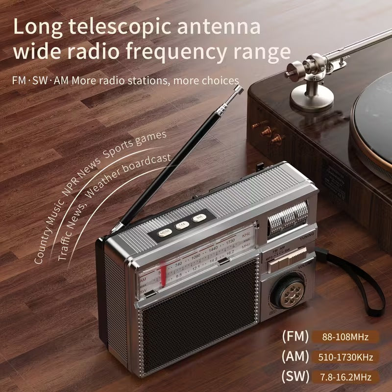 Bærbar multifunksjonsradio med FM/AM/Bluetooth/solenergi