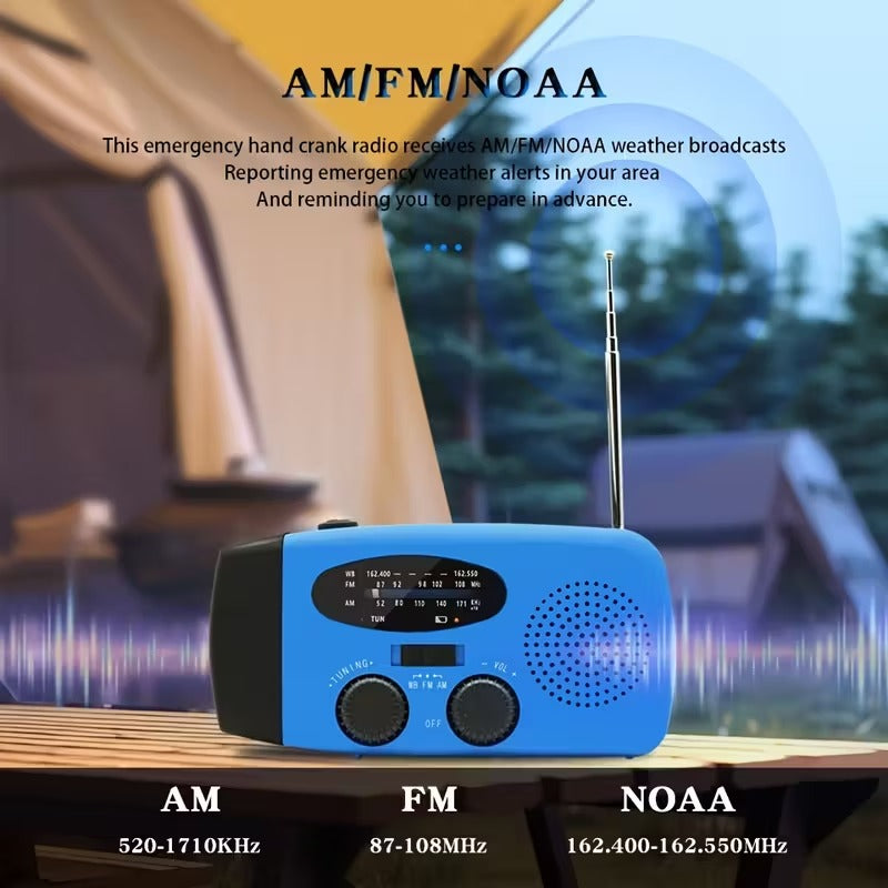 Nødradio med lommelygte og powerbank
