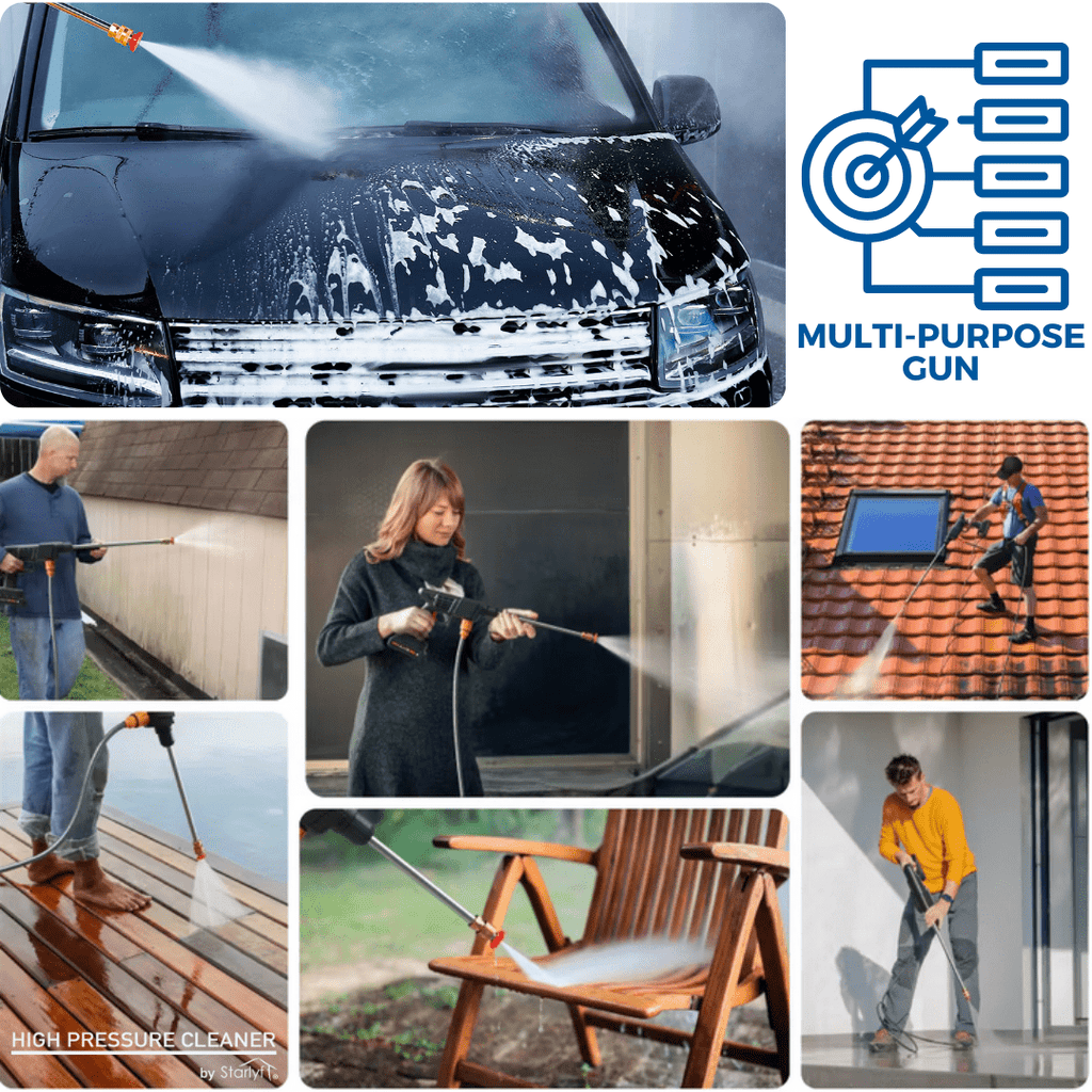 Hidrolimpiadora Portátil Inalámbrica a Batería para Coche, Jardín y Terraza