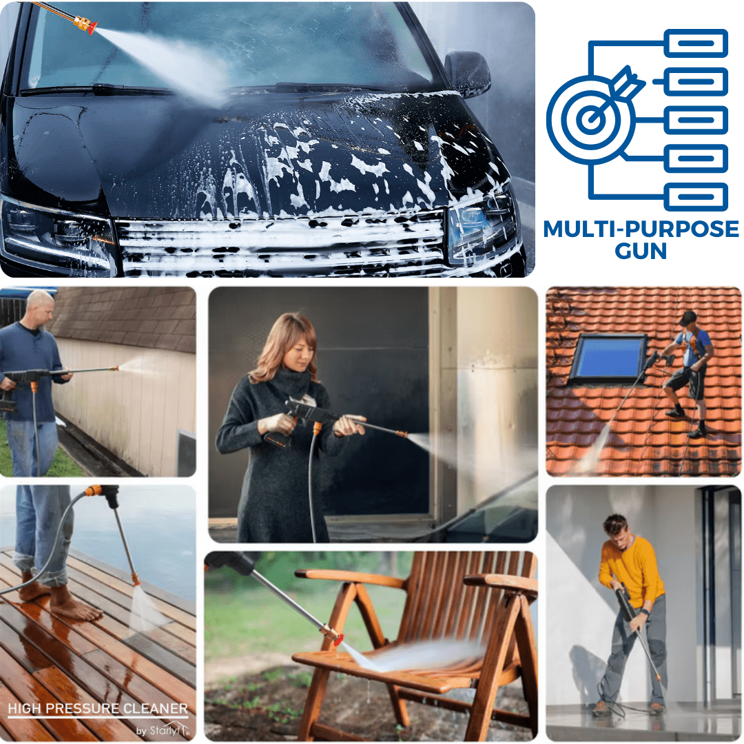 Hidrolimpiadora Portátil Inalámbrica a Batería para Coche, Jardín y Terraza