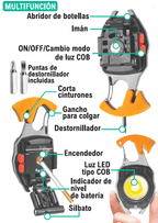 Mini Herramienta Multifunción con LED COB, Silbato de Emergencia y Corta Cinturones