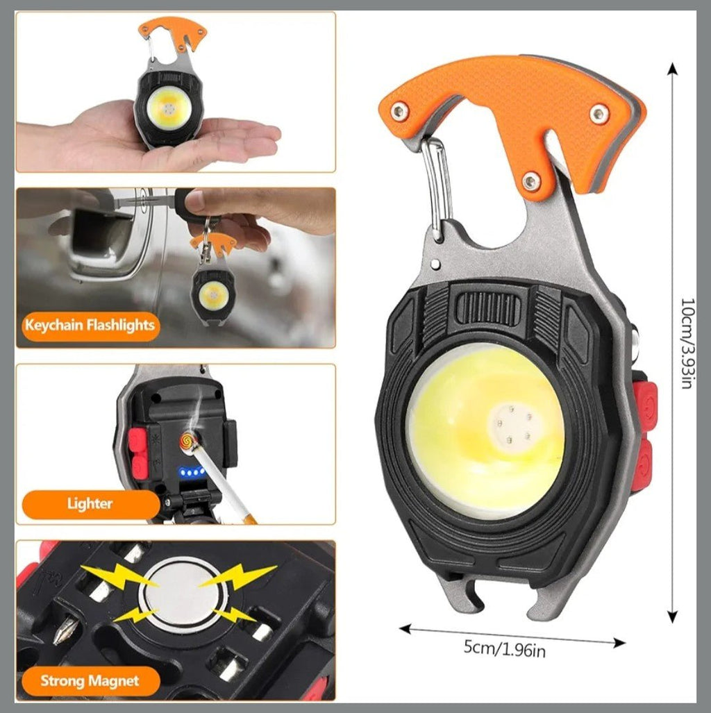 Mini Herramienta Multifunción con LED COB, Silbato de Emergencia y Corta Cinturones