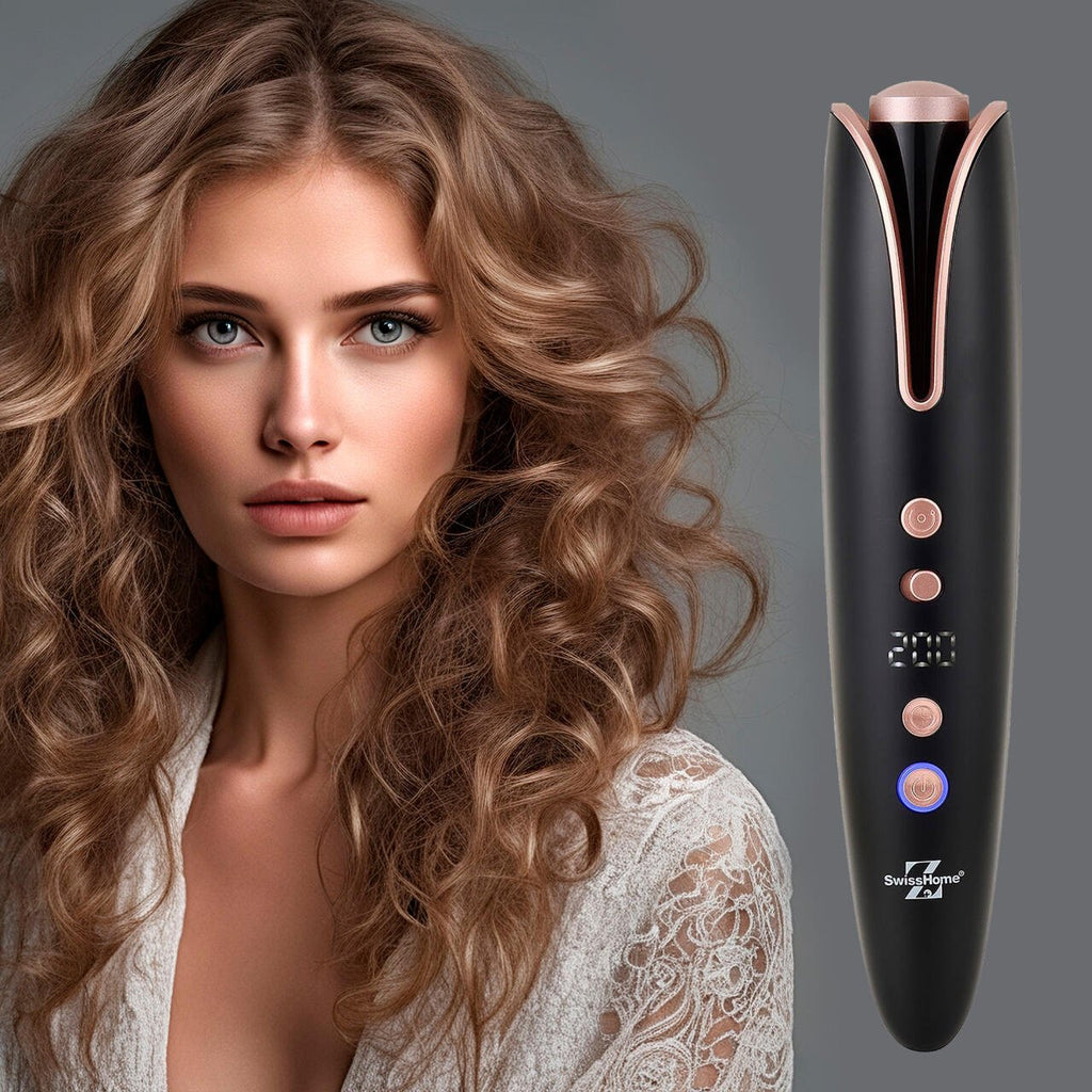 Rizador de Pelo Swiss Home 'Afrodite' con 4 Ajustes de Calor, Infrarrojos, Batería Li-Ion y Pantalla LED
