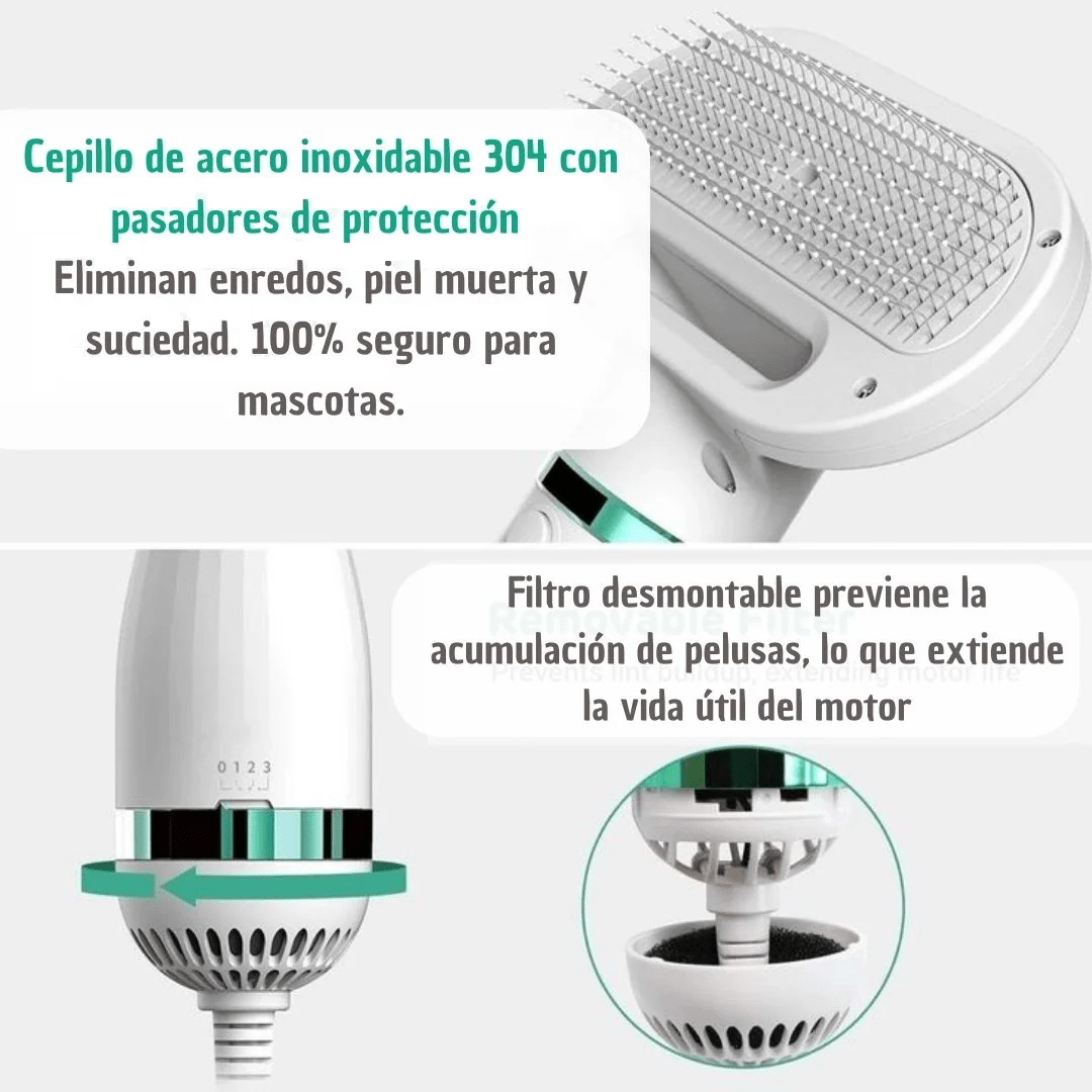 Secador-Cepillo para Mascotas 2 en 1